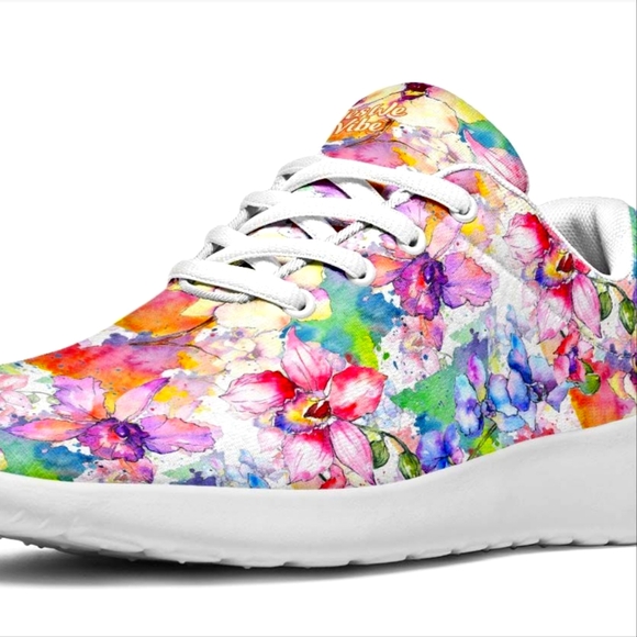 Yes Vibes Shoes - NWT Yes VIBES Watercolor Flowers Sneakers Size 8